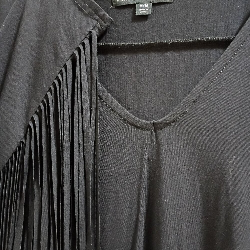 BootBarn Idylwind BrandNew with Tags black fringe long sleeve dress Size Medium - Picture 2 of 2